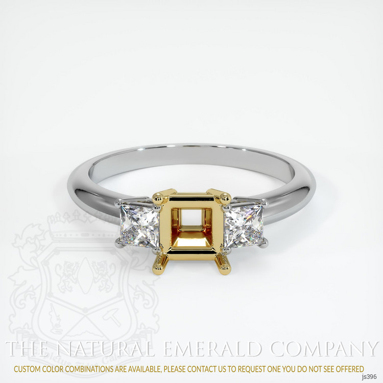 18K Yellow & White Three Stone Ring Setting