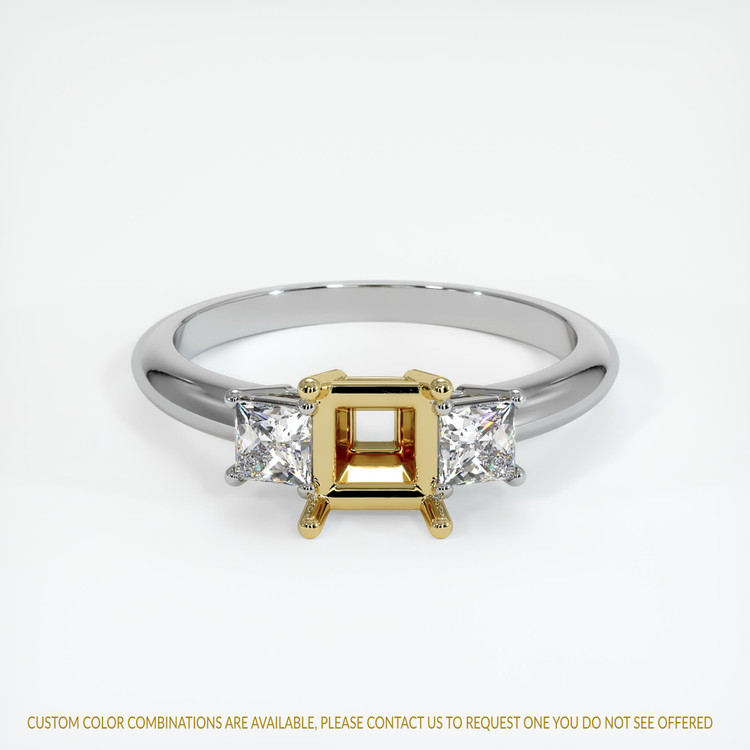 18K Yellow & White Three Stone Ring Setting