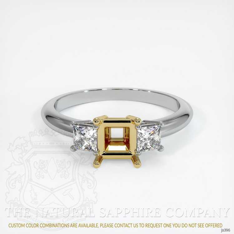 18K Yellow & White Three Stone Ring Setting