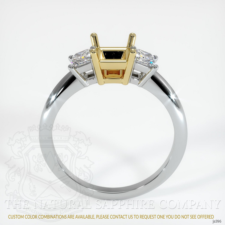 18K Yellow & White Three Stone Ring Setting
