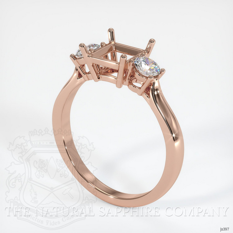 14K Rose Gold Three Stone Ring Setting
