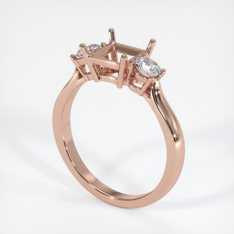 14K Rose Gold Three Stone Ring Setting