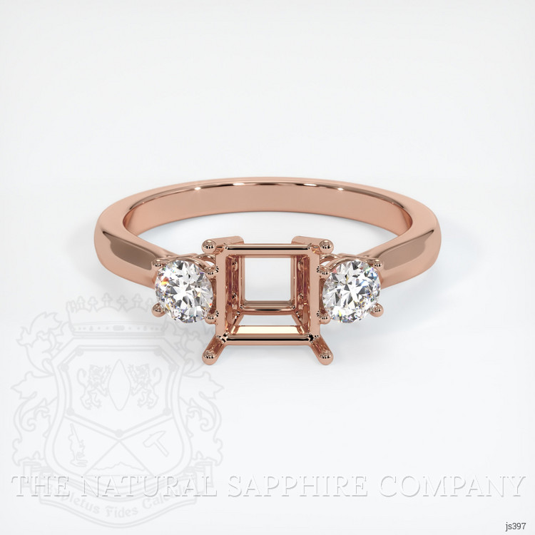 14K Rose Gold Three Stone Ring Setting