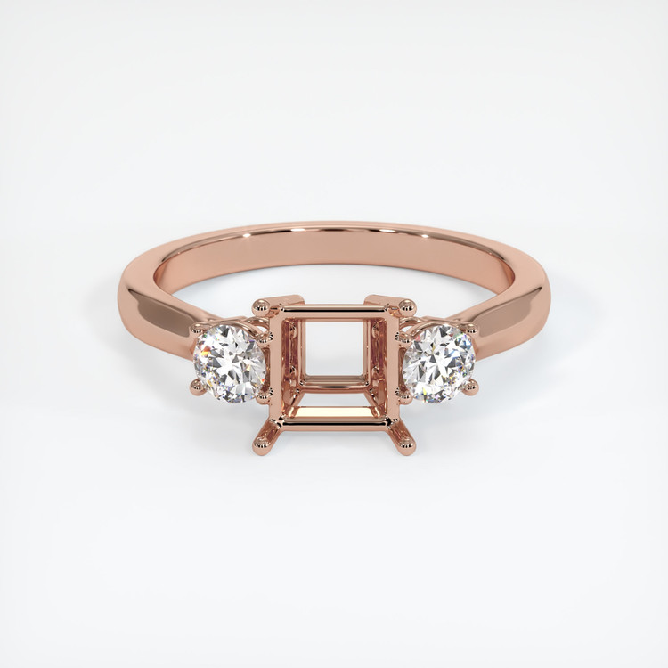 14K Rose Gold Three Stone Ring Setting