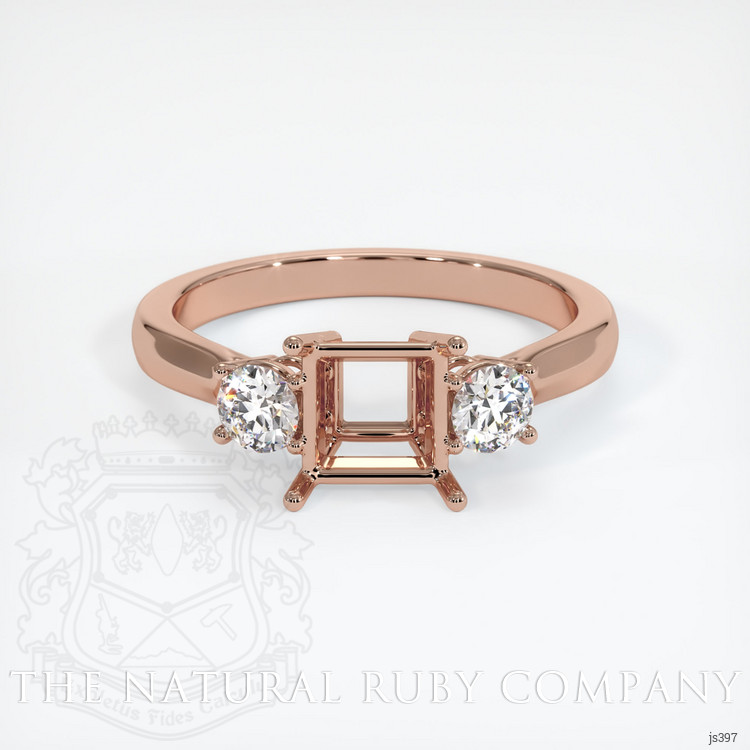 14K Rose Gold Three Stone Ring Setting