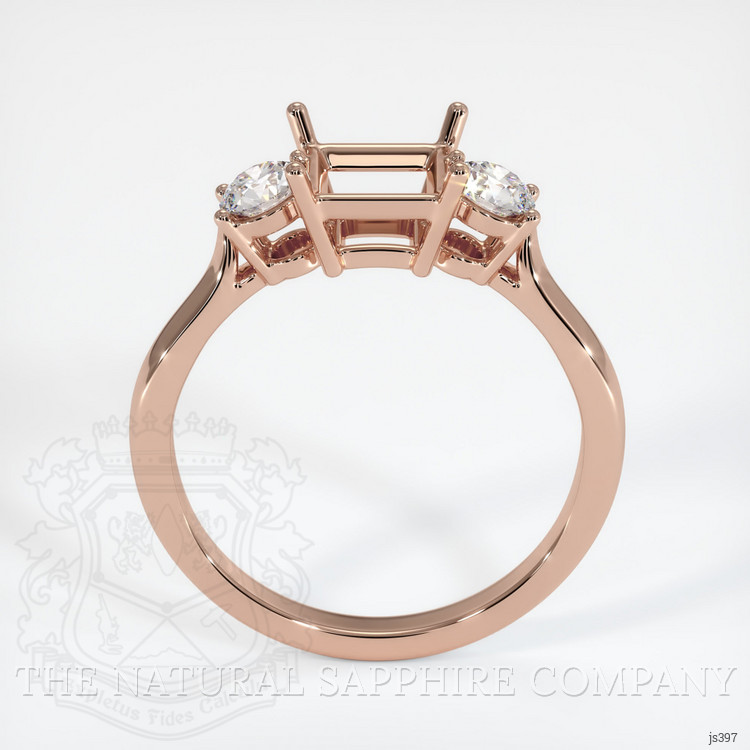 14K Rose Gold Three Stone Ring Setting