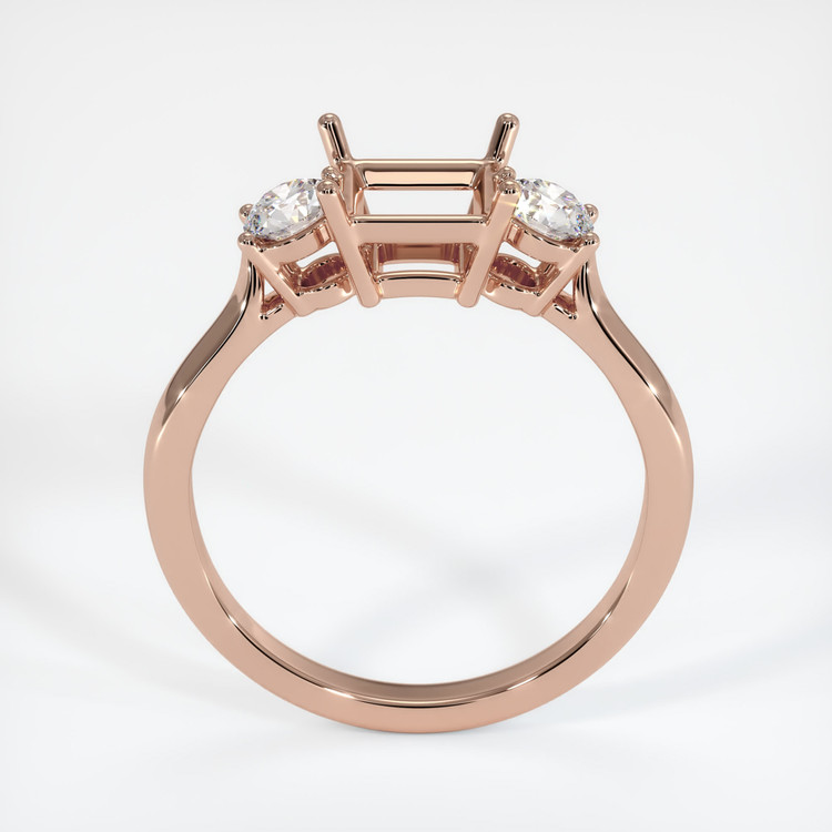 14K Rose Gold Three Stone Ring Setting