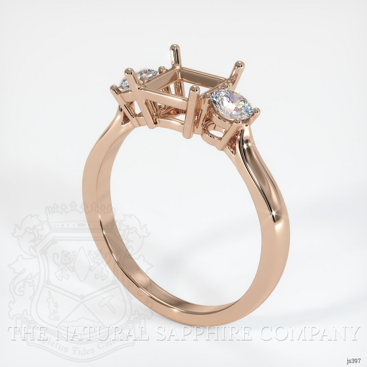 18K Rose Gold Three Stone Ring Setting