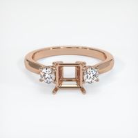 18K Rose Gold Three Stone Ring Setting Image
