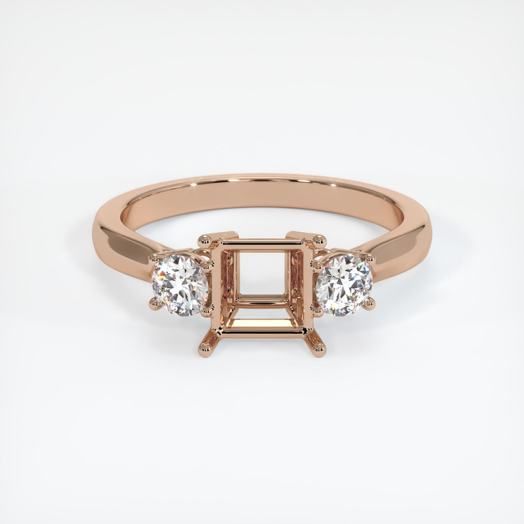 18K Rose Gold Three Stone Ring Setting