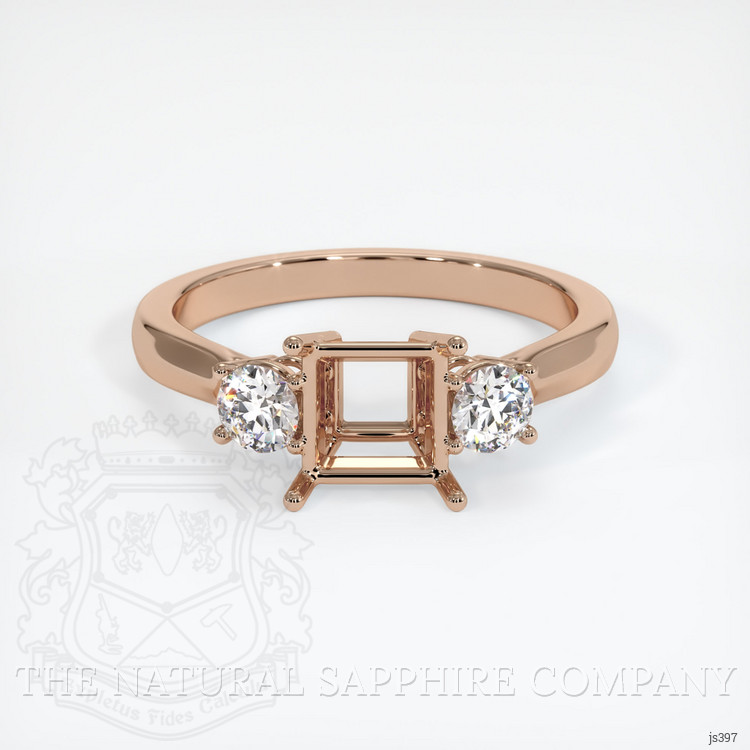 18K Rose Gold Three Stone Ring Setting