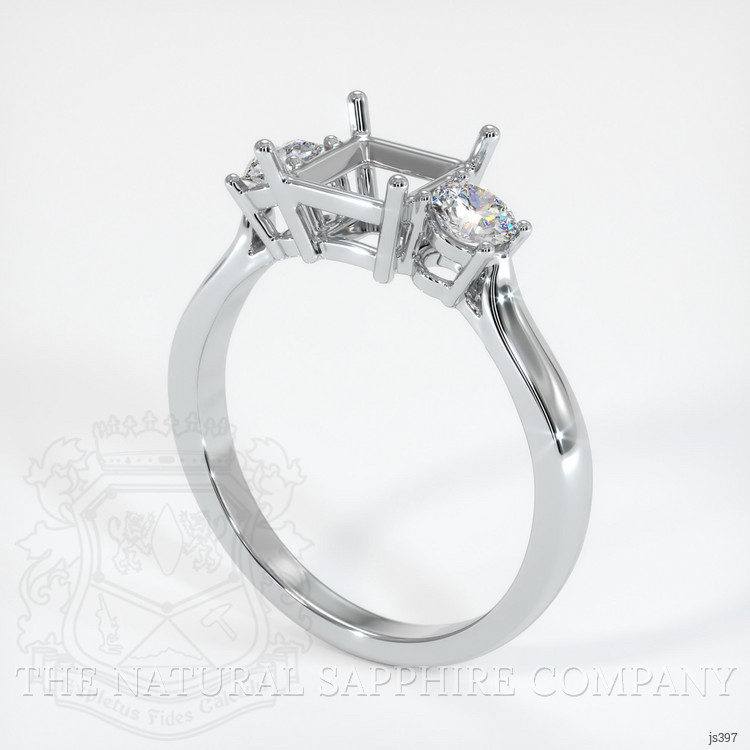 10K White Gold Three Stone Ring Setting