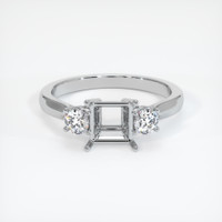 14K White Gold Three Stone Ring Setting Image