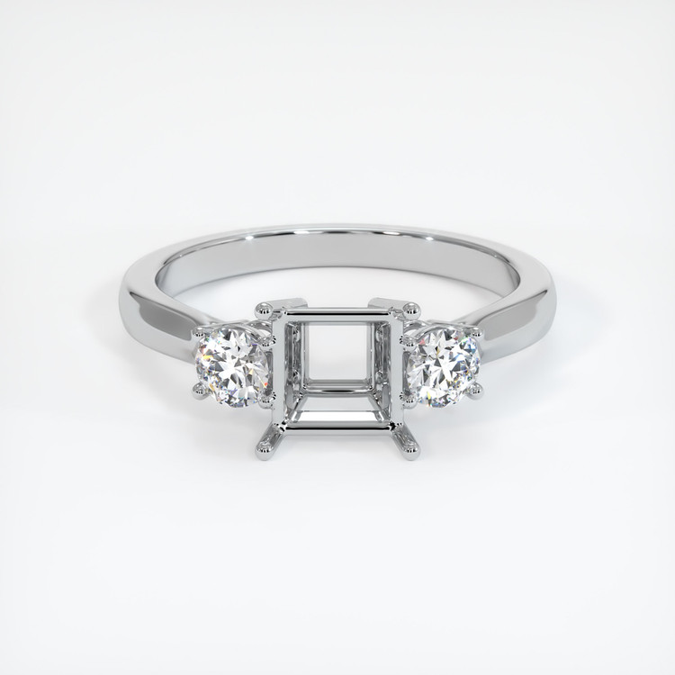 14K White Gold Three Stone Ring Setting