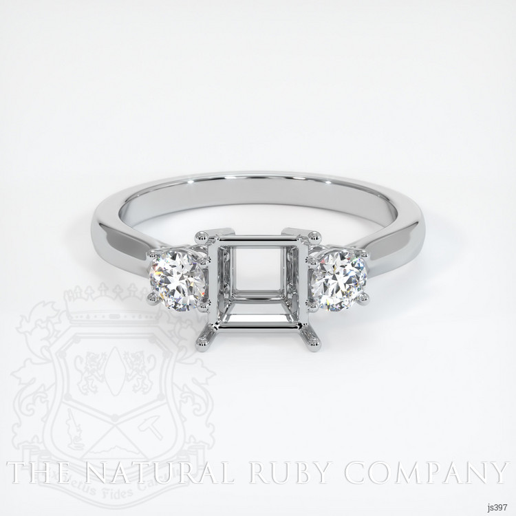 14K White Gold Three Stone Ring Setting