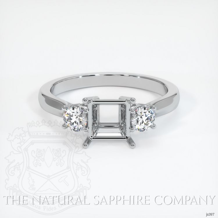 14K White Gold Three Stone Ring Setting
