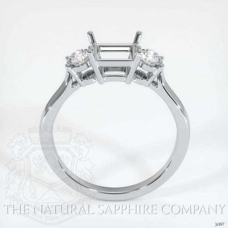 14K White Gold Three Stone Ring Setting