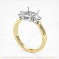 14K White & Yellow Three Stone Ring Setting Video