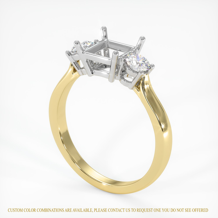 14K White & Yellow Three Stone Ring Setting