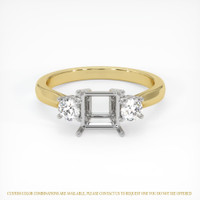 14K White & Yellow Three Stone Ring Setting Image