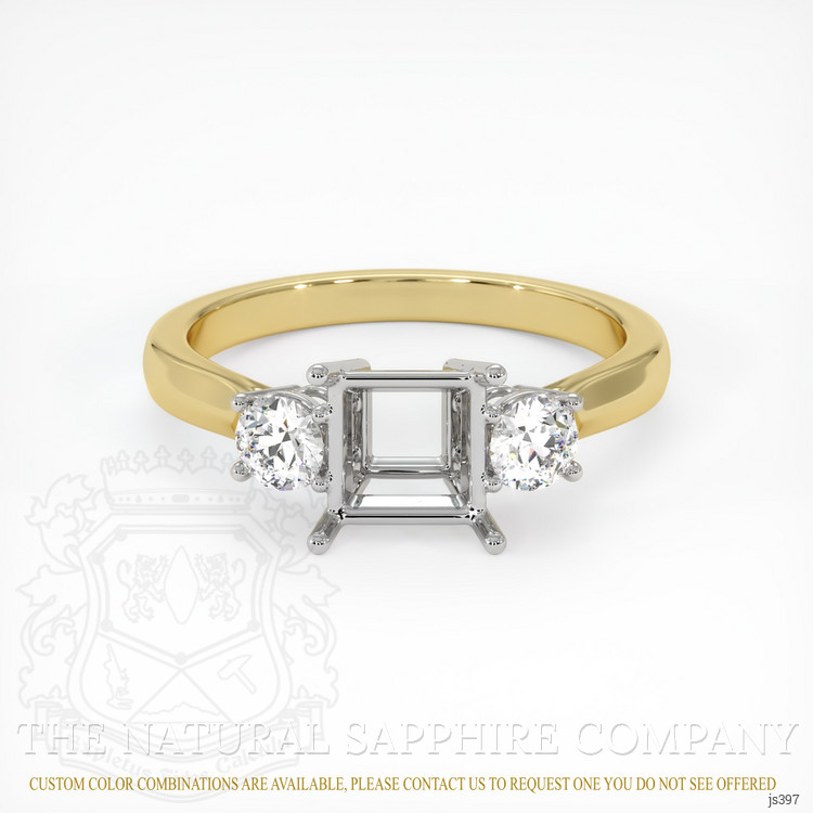 14K White & Yellow Three Stone Ring Setting