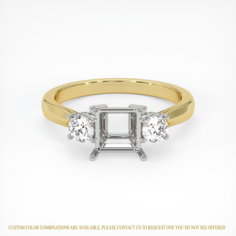 14K White & Yellow Three Stone Ring Setting