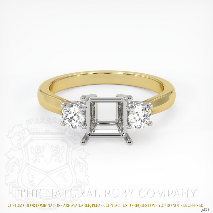 14K White & Yellow Three Stone Ring Setting