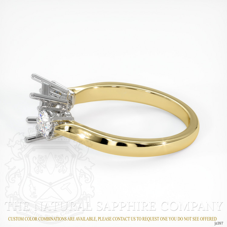 14K White & Yellow Three Stone Ring Setting