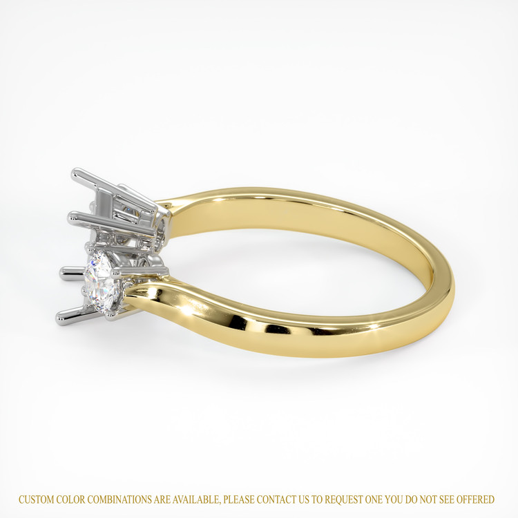 14K White & Yellow Three Stone Ring Setting