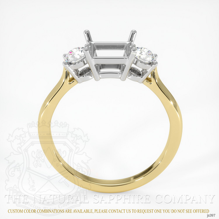 14K White & Yellow Three Stone Ring Setting