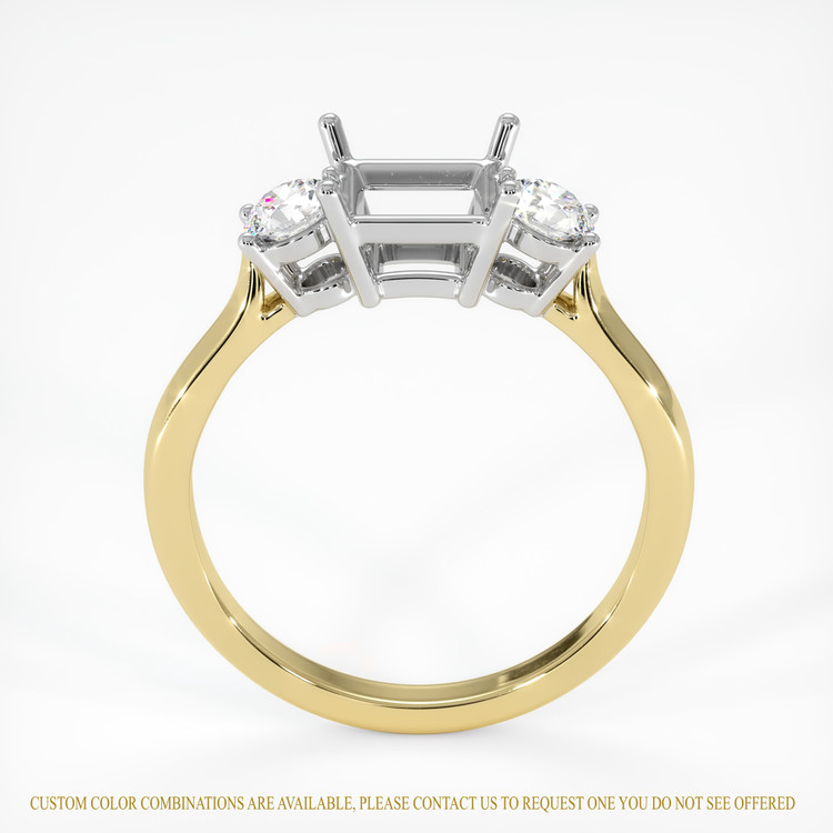 14K White & Yellow Three Stone Ring Setting