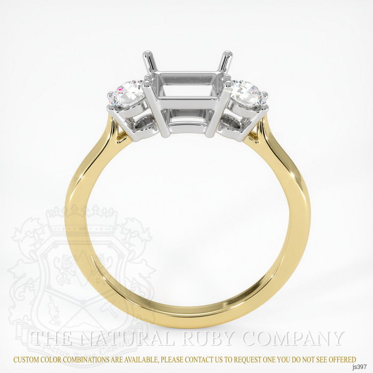 14K White & Yellow Three Stone Ring Setting