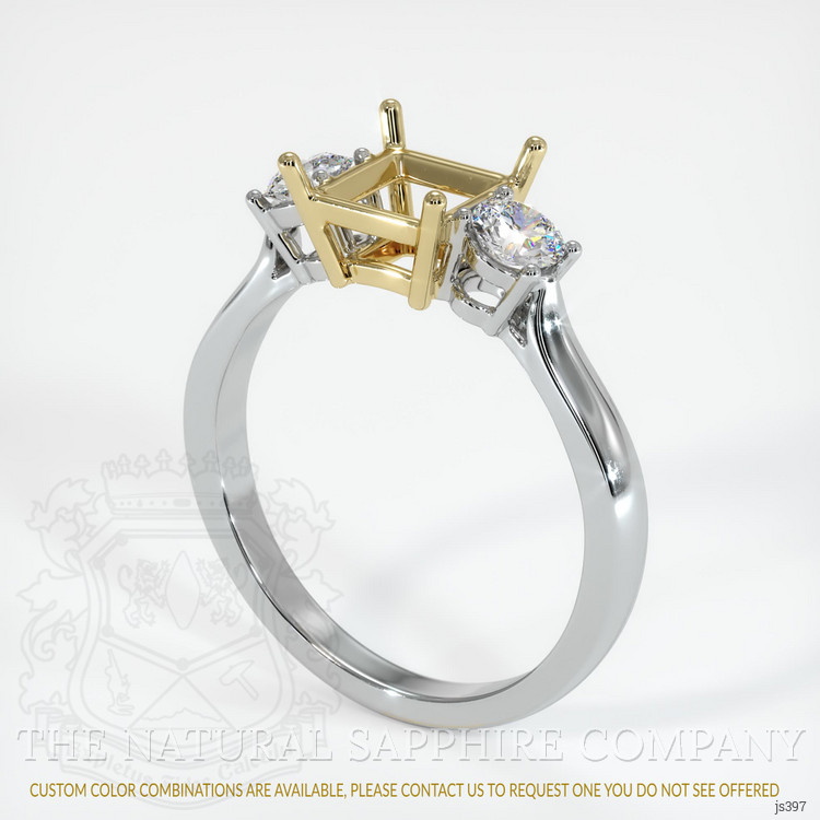 14K Yellow & White Three Stone Ring Setting