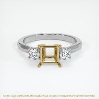 14K Yellow & White Three Stone Ring Setting Image