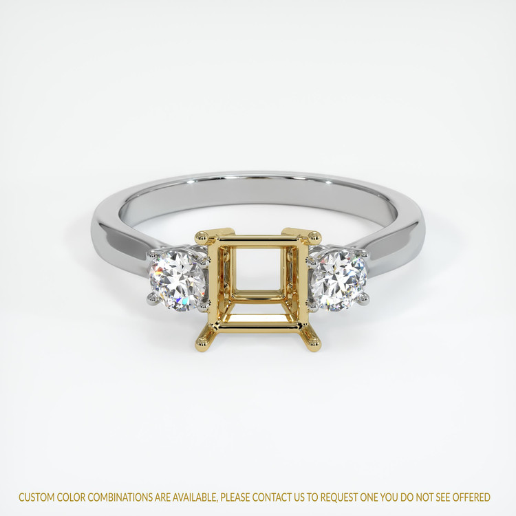14K Yellow & White Three Stone Ring Setting