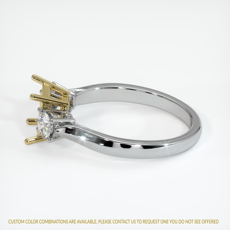 14K Yellow & White Three Stone Ring Setting