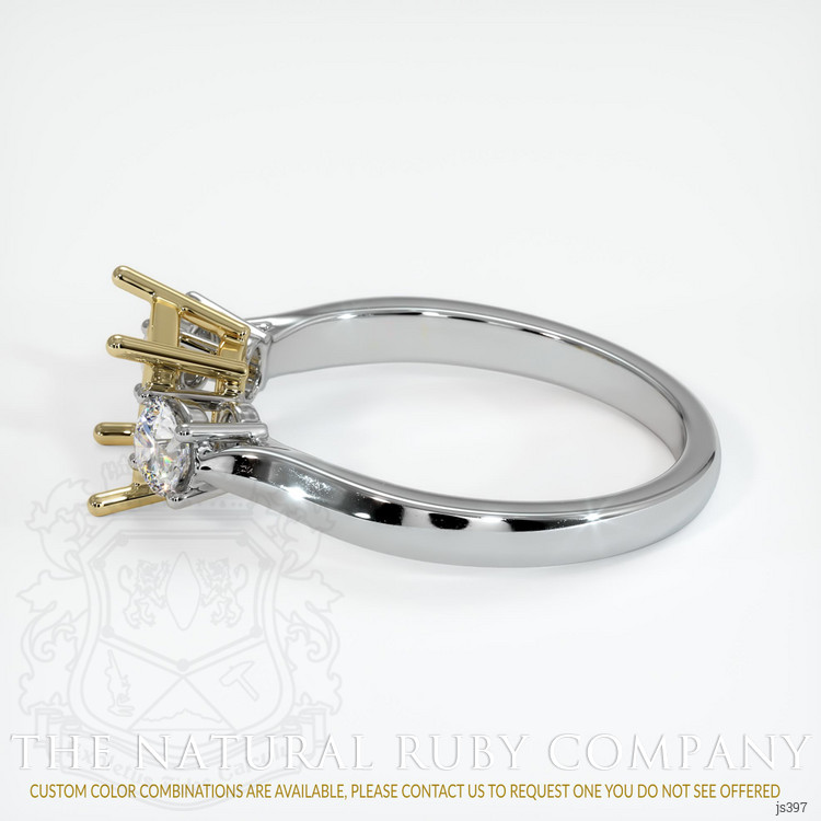 14K Yellow & White Three Stone Ring Setting