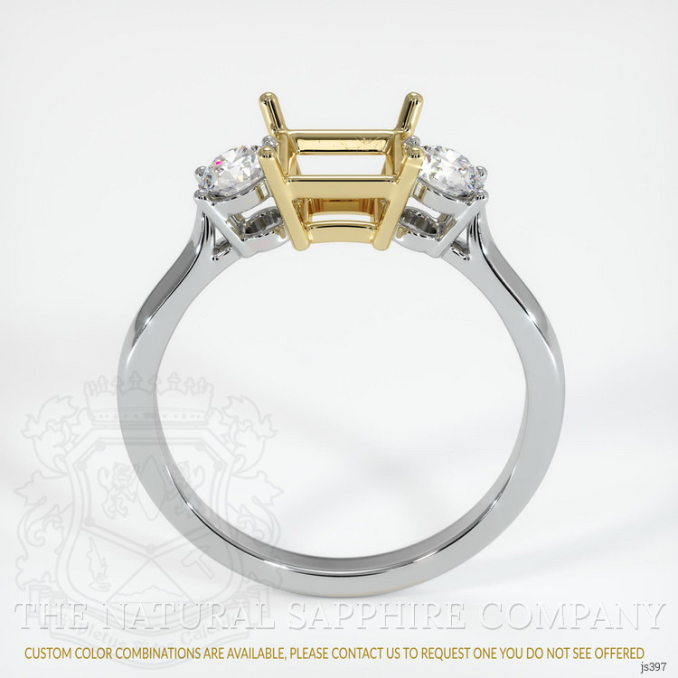 14K Yellow & White Three Stone Ring Setting