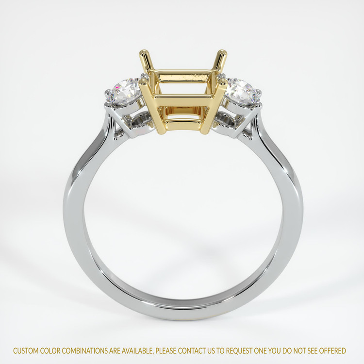14K Yellow & White Three Stone Ring Setting