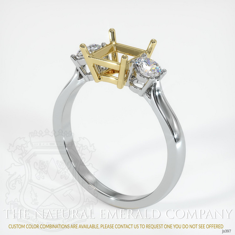 18K Yellow & White Three Stone Ring Setting