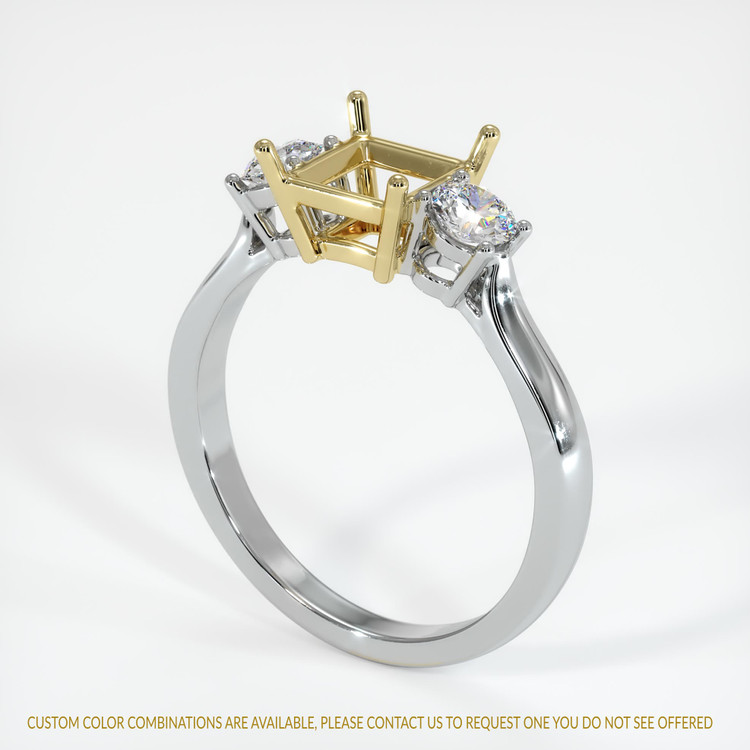18K Yellow & White Three Stone Ring Setting
