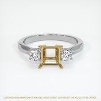 18K Yellow & White Three Stone Ring Setting Image