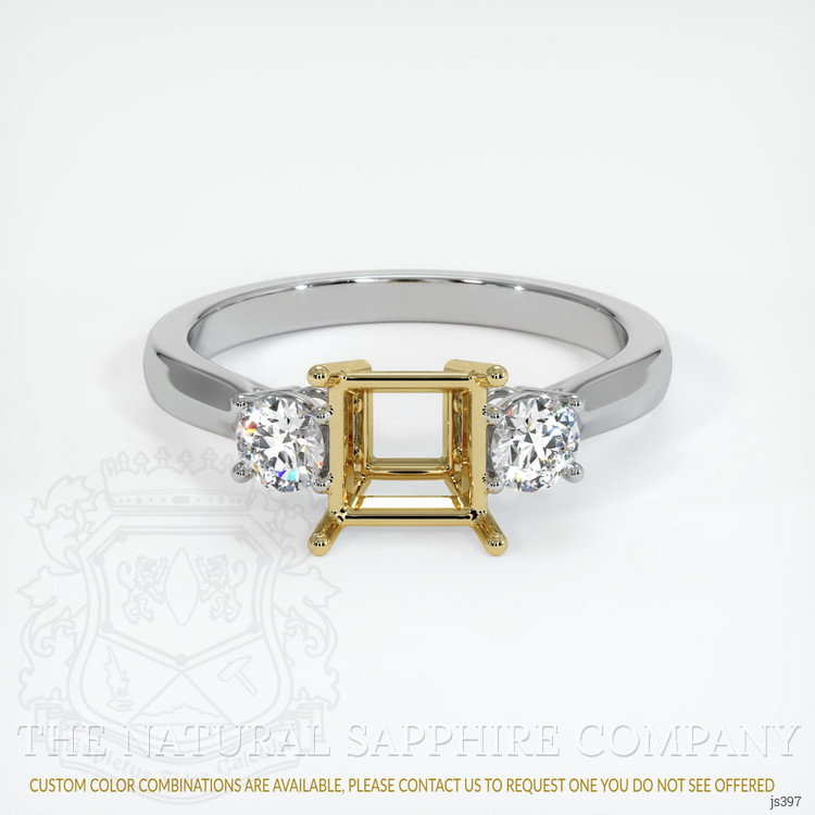 18K Yellow & White Three Stone Ring Setting