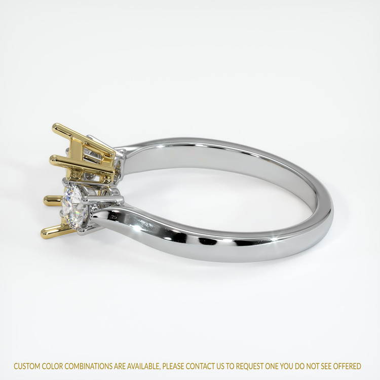 18K Yellow & White Three Stone Ring Setting