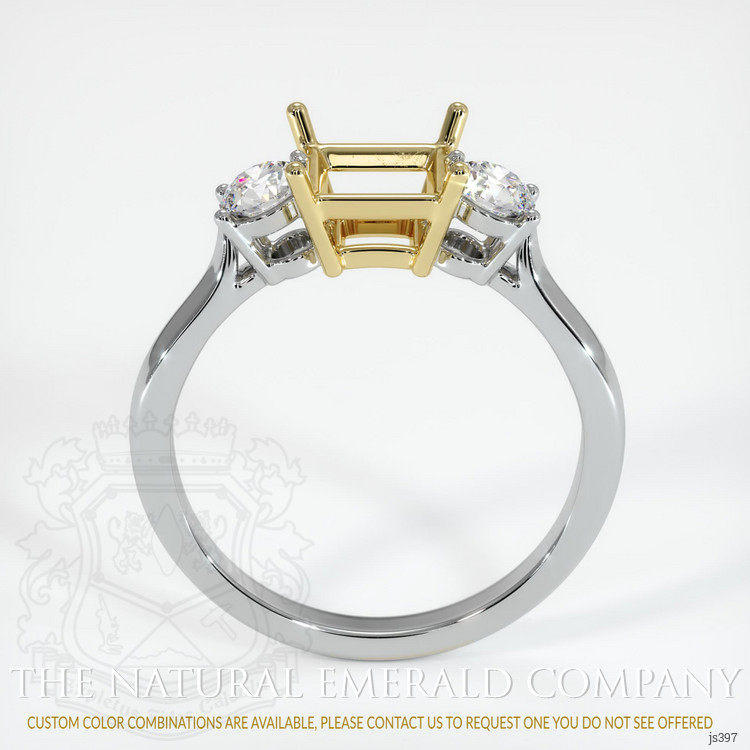 18K Yellow & White Three Stone Ring Setting