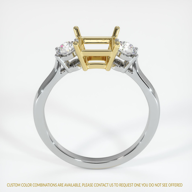 18K Yellow & White Three Stone Ring Setting