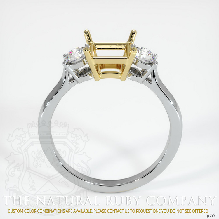 18K Yellow & White Three Stone Ring Setting