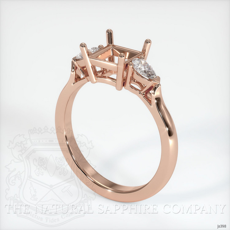 14K Rose Gold Three Stone Ring Setting