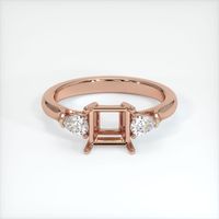 14K Rose Gold Three Stone Ring Setting Image