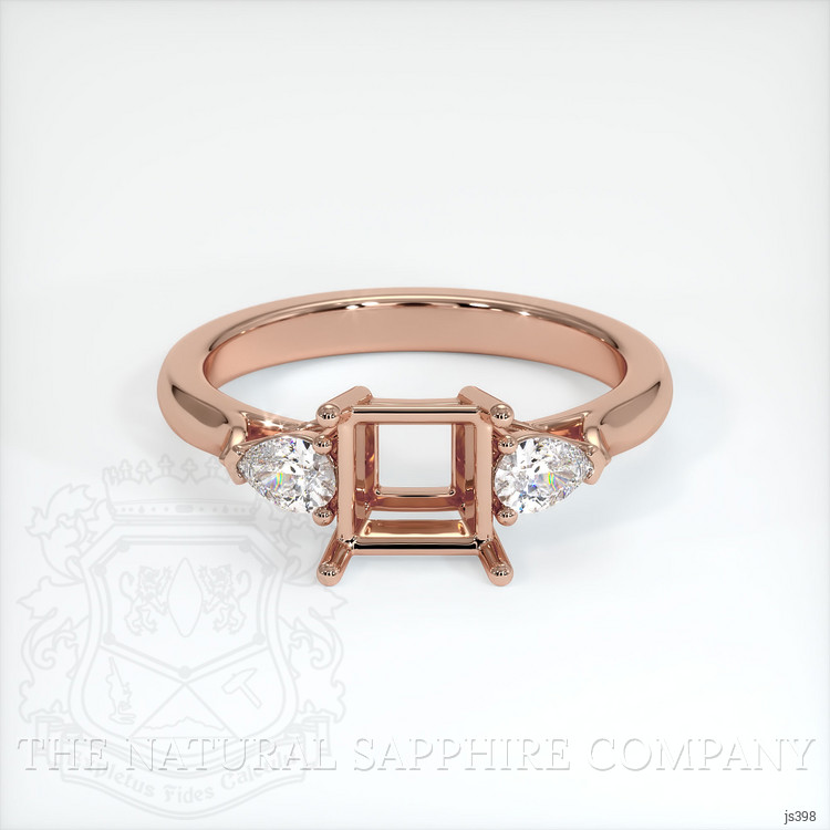 14K Rose Gold Three Stone Ring Setting